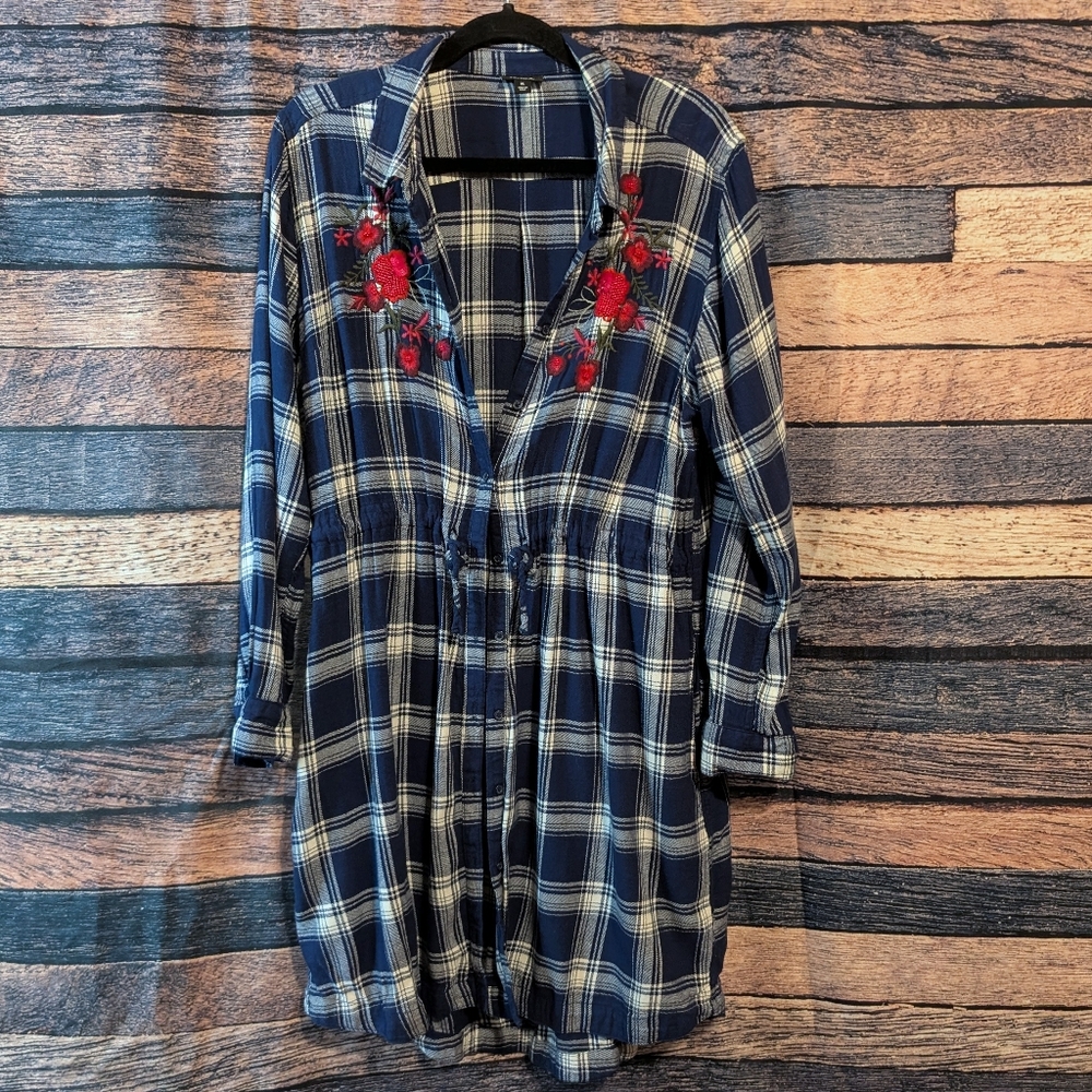 a.n.a Plaid Fitted Beaded Tunic - Picture 2 of 4